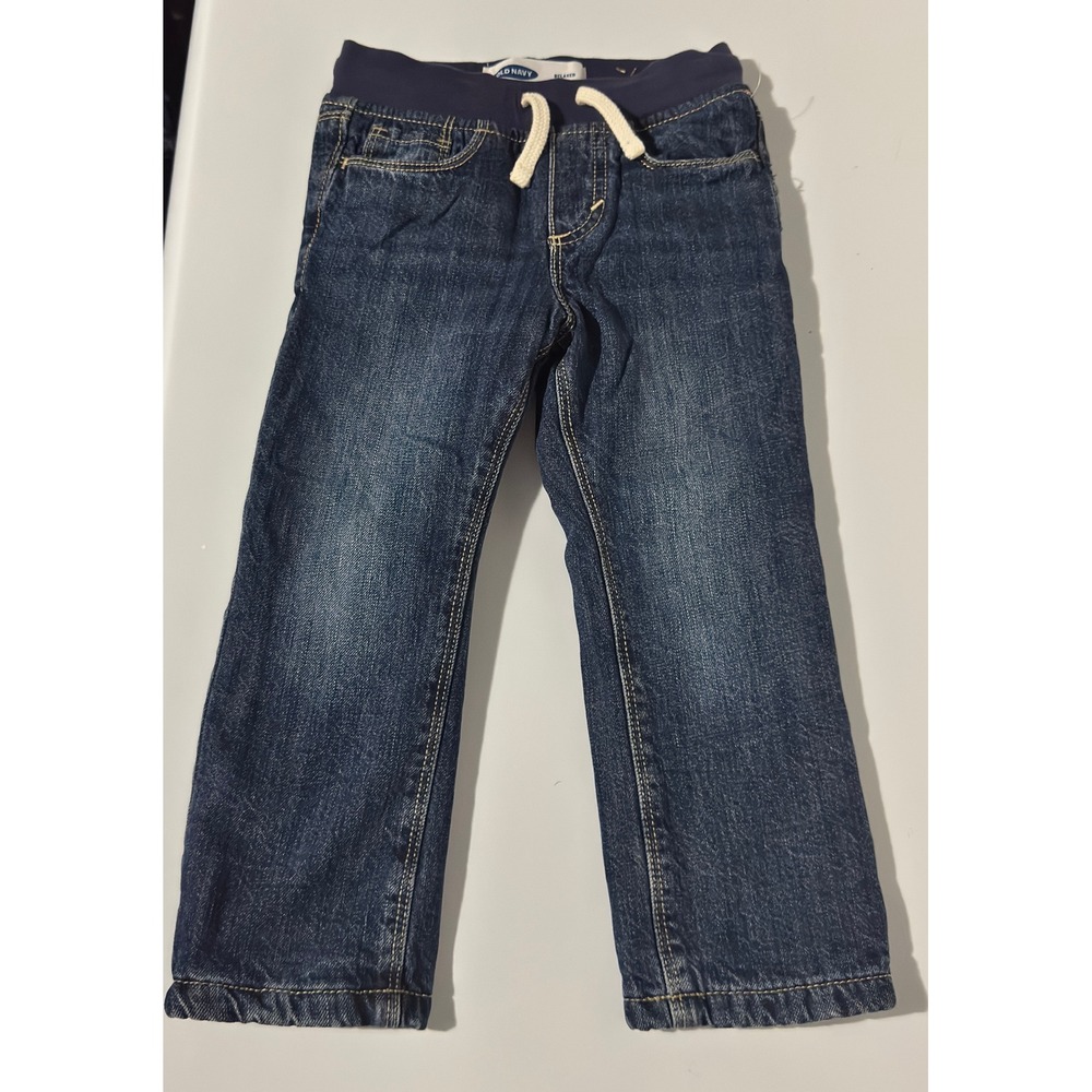 Size 4T - Old Navy Kids Relaxed Fit Pull On Jeans Dark Wash Denim Elastic Waist